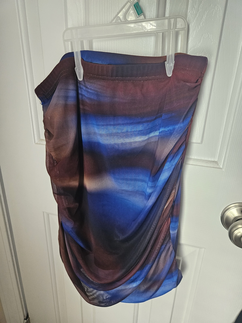 PrettyLittleThing Blue and Maroon Gradient Draped Pencil Skirt